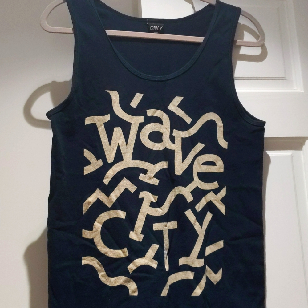 ONLY NY TANK TOO WAVE CITY BLACK SIZE S